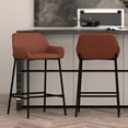 thumbnail image 2 of Inspire Faux Leather Metal 26 Inches Counter Stool PU Set of 2 Saddle Black, 2 of 6