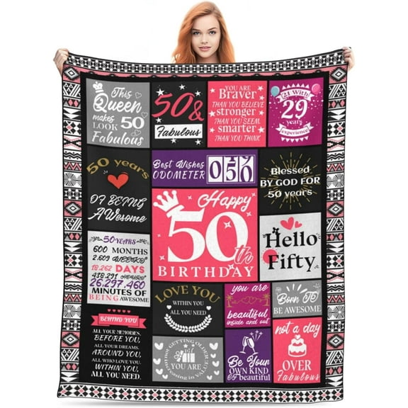 50th Birthday Gifts for Women 60"x50" Blanket, 50th Birthday Gift Ideas, 50 Birthday Gifts for Women, 50th Birthday Decorations Women,50 Year Old Gifts for Women, 50th Gifts Women Throw Blankets