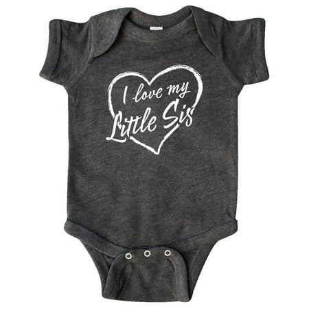 

Inktastic I Love My Little Sis in White Chalk Heart Gift Baby Boy or Baby Girl Bodysuit