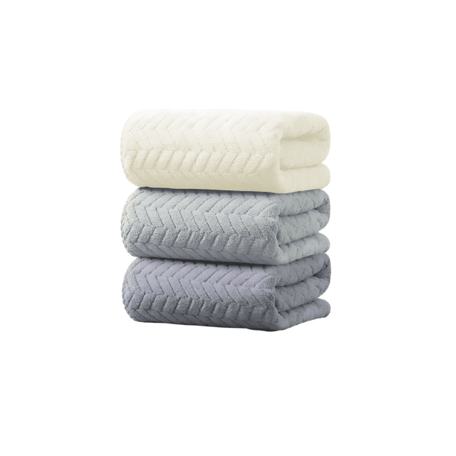 3 Piezas Tuallas Toallas Baño Completo Grande 70×140 Cm Gris oscuro y Gris claro y Beige
