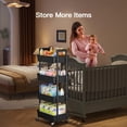 thumbnail image 3 of Carrito de almacenamiento Pipishell, rodante, de 4 niveles, con ruedas bloqueables, negro, 3 of 7
