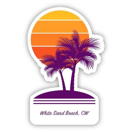 White Sand Beach Curaçao Souvenir 4 Inch Vinyl Decal Sticker Palm design