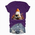 thumbnail image 5 of TOWED22 Halloween Teacher Shirts for Women Groovy Read More Books Ghost T-Shirt Short Sleeve Halloween Party Tee Tops(Purple,3XL), 5 of 5