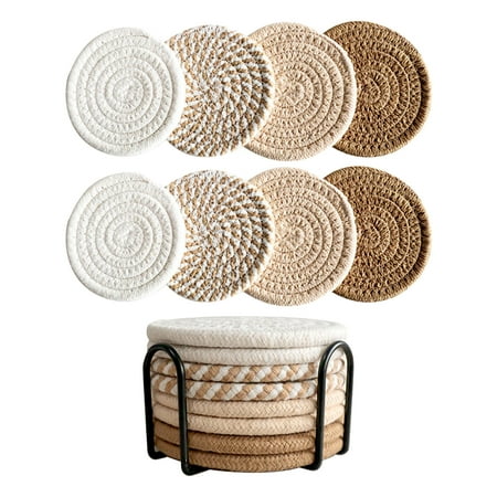 

Yubond 8 Drink With Stand Cotton Woven Absorbent For Drinks Minimalist Home Decor Set Wooden Tabletop Table(C One Size)
