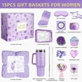 thumbnail image 3 of 15Pcs Birthday Gifts for Women, Relaxing Spa Gifts Baskets for Her, Care Package with Luxury Flannel Blanket and 40 oz Tumbler, Valentines, Mothers Day, Christmas Women's Gift for Mom, Wife, Friends, 3 of 9