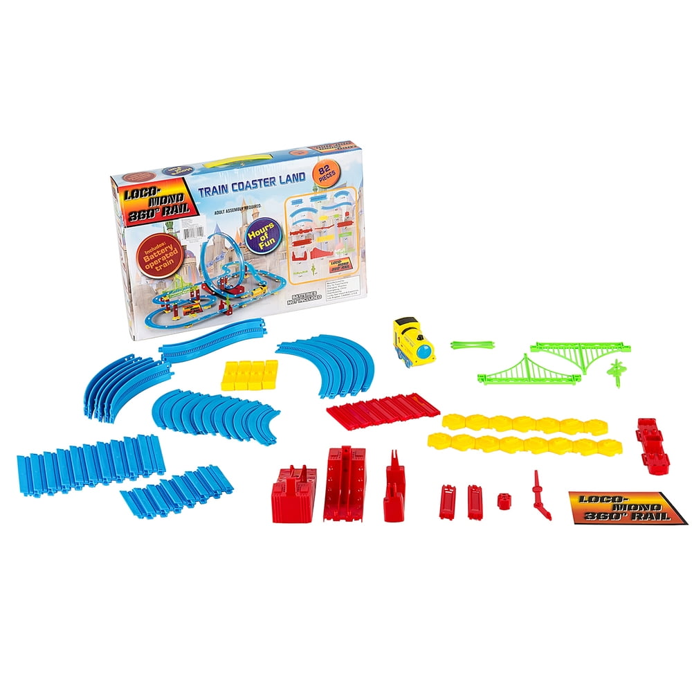 Blue Block Factory High Speed Roller Coaster Bullet Train Set Battery Powered Railway Building Play Set