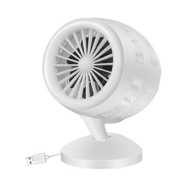 Ventilador de mesa portátil con aspas turbo gemelas y tecnología de circulación de aire. blanco