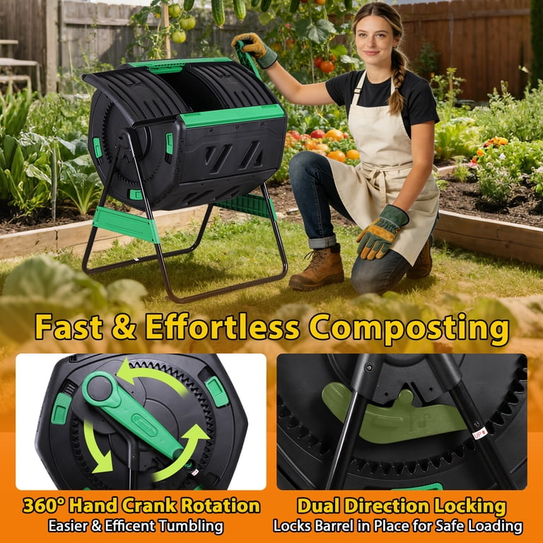 HomGarden 53-Gallon Dual Chamber Compost Tumbler photo 8