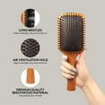thumbnail image 3 of RED Premium Evergreen 100% Wooden Paddle Brush, Detangling Hair Brush, Long Bristles Beech-Wood Brush for Thick Curly Thin Long Short Wet Dry Hair, Long Lasting Shine (Square Paddle), 3 of 6