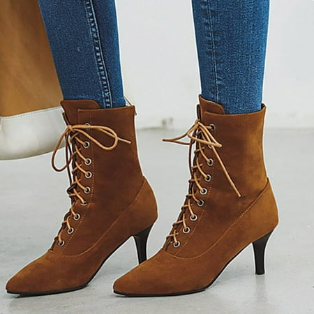 

Akiihool Women Ankle Boots Wide Women s Ankle Boots Slip on Cutout Pointed Toe Lug Sole Ankle Booties Shoes (Brown 8.5)