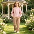 thumbnail image 5 of Plebaso Girls Slim Flare Pants High Elastic Waist Casual Trousers Plain Comfy Bell Bottom Pants with Pockets, 5 of 7