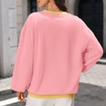 thumbnail image 2 of QIYAGBSA Color Block Crew Neck Tops for Women, Long Sleeve Loose Pullover Sweatshirt with Contrast Detail, Casual Spring Fall Streetwear, 2 of 8