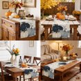 thumbnail image 6 of Fall Pumpkin Navy Blue Cotton Linen Rectangle Table Runners 13"x60", Rustic Botanical Autumn Thanksgiving Coffee Table Runner Dresser Scarves Table Runners for Wedding Party Banquet Dinner Decor, 6 of 8