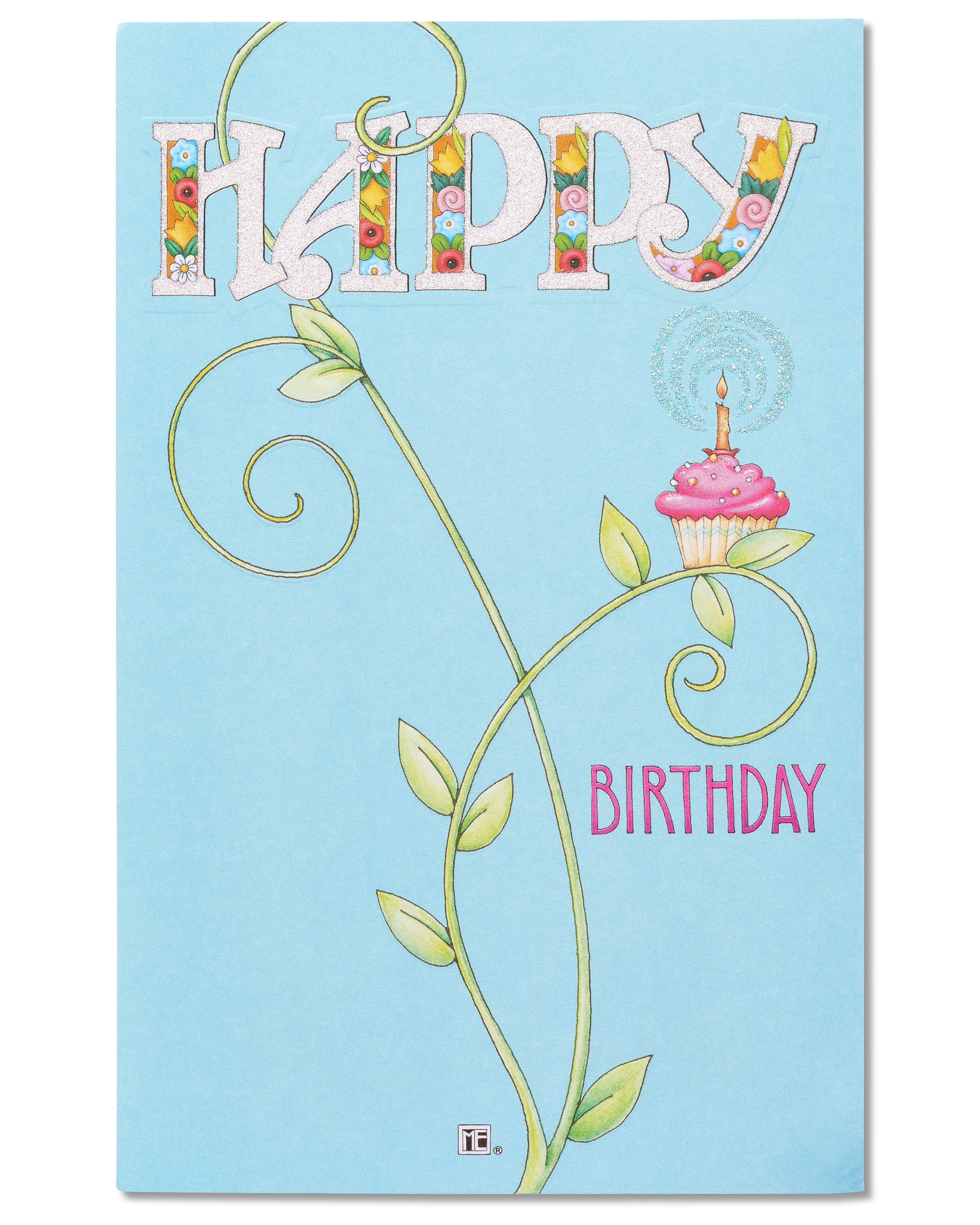 American Greetings Your Day Floral Birthday Card with Glitter