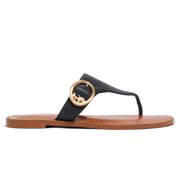 Coach Women's Lesli Leather Slip-On Sandal (Black), Size 7.5