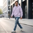 thumbnail image 5 of Nestiefly Lightweight Hoodie Men Fall Winter Fleece Drawstring Oversized Sweatshirts | Drawstring, Athletic, Vintage, Warm, Christmas Light Purple 2XL, 5 of 6