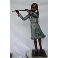 thumbnail image 2 of Nifao Girl playing flute large bronze statue – Outdoor Garden Decor Sculpture, 30"L x 15"W x 50"H, 2 of 11