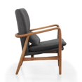 thumbnail image 3 of Manhattan Comfort Bradley Chaise d'Appoint en Lin Charbon et Noyer, 3 of 3