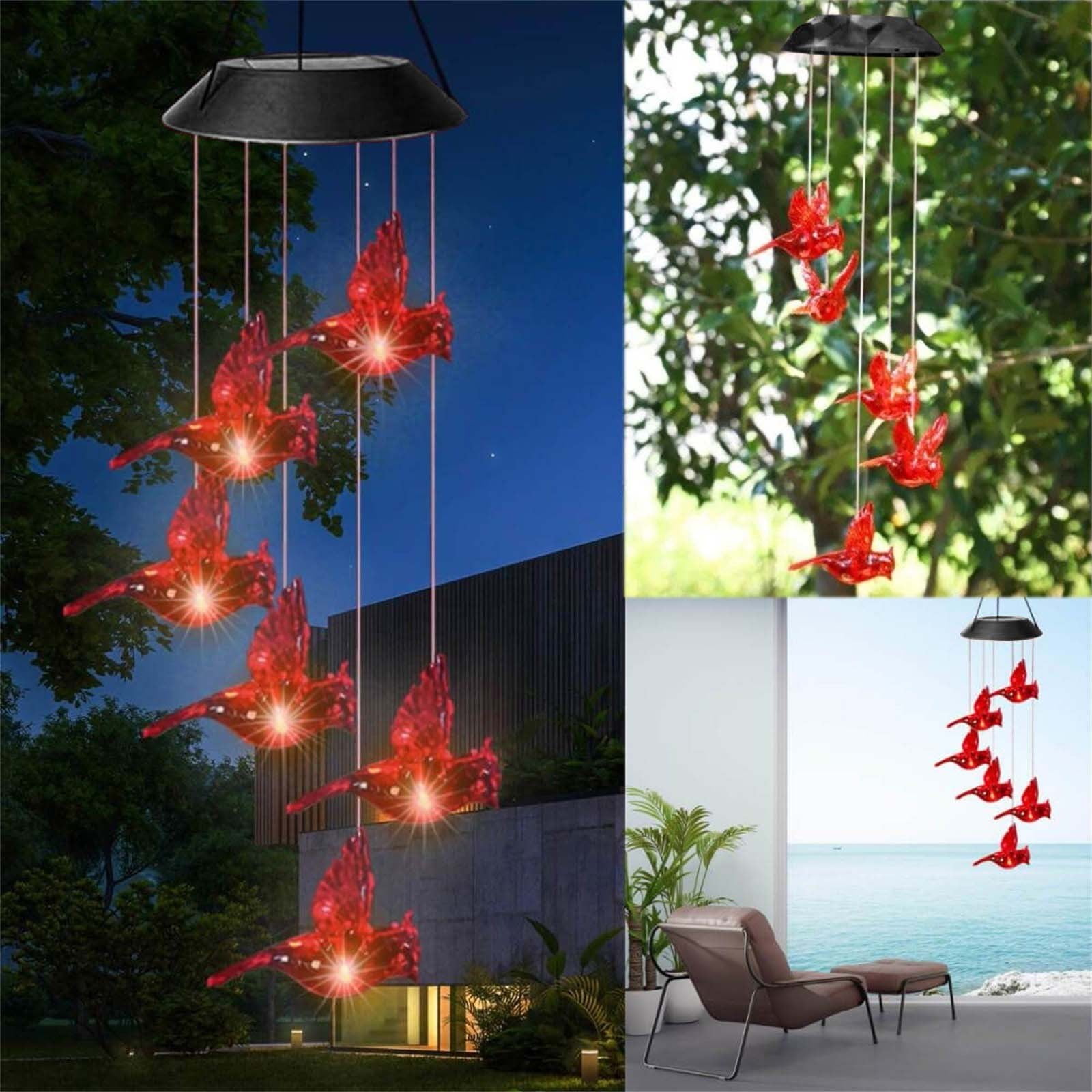 2 Packs Solar Wind Chime Lights Outdoor Hanging Decoration with Color Changing LED for Garden Patio Yard Home Decor Waterproof Solar Powered Chimes