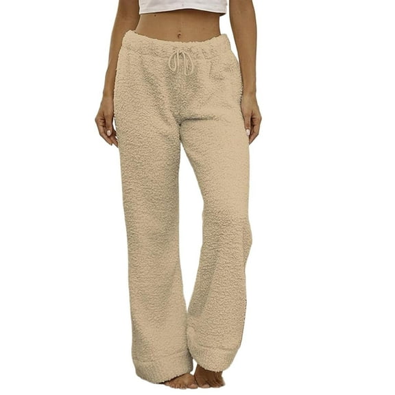 Outfmvch Fuzzy Pajamas for Women Baggy Pajama Pants Fall Pajama Pants Pajamas for Women Flannel Pajamas Plus Size Womens Pajamas Beige Xl