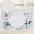 thumbnail image 3 of Ambesonne Cartoon Place Mats Set of 4, Ship Whale Waves, Standard Size, Beige Blue White, 3 of 6