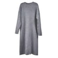 thumbnail image 3 of Women Fashion Solid Round Neck Mid Length Sweater Dress Knit Dress Dresses Tunic Long Sleeve Summer Dresses Maxi Dress for Women Top Dress Aline Summer Dress for Women V Neck Wrap Dress for Women, 3 of 3