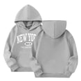 thumbnail image 5 of YDFCWXW Fall Preppy Graphic Hoodie for Girls Casual Long Sleeve Pullover Top with Pocket (Grey, 4-5 Years), 5 of 5