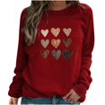 thumbnail image 2 of T-shirt de la Saint-Valentin pour Femmes 2024, Chandails à Col Rond, T-Shirts Décontractés avec Cœur, T-Shirts Graphiques Amples à Manches Longues, Chandails à Enfiler, Hauts Mode pour les Fêtes, T-Shirt, 2 of 6