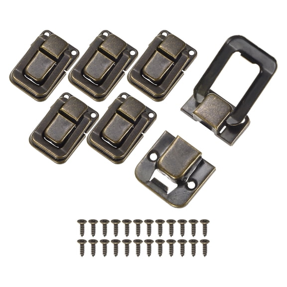 Uxcell 6-Pack Toggle Catch Latch Lock, 1.38 x 0.94 In Metal Hasp Latches Decorative Clasp with Screws for Jewelry Case [Bronze]