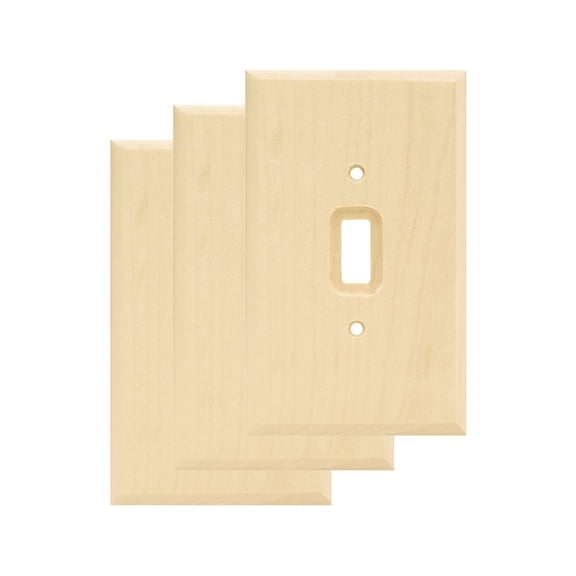Franklin Brass Wood Square (3-Pack) Decorative Light Switch Cover Wall Plates Unfinished Wood 1-Gang Wall Plate Toggle Plate Guards Electrical Outlet Guard W10393V-UN-C