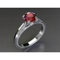 thumbnail image 1 of 925 Sterling Silver Ring Ruby Solitaire Engagement Rings Round Cut Ruby Wedding Ring, 1 of 5