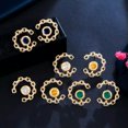 thumbnail image 5 of Blue CZ Cuban Link Chain Tiny Round Stud Earrings for Women Gold Plated Jewelry, 5 of 9