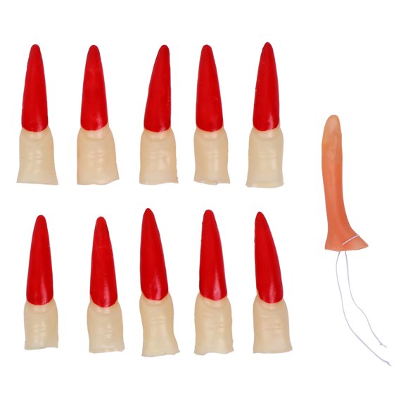 Juego de 11 uñas postizas de bruja zombi con forma de nariz larga, decoración para fiestas