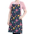 thumbnail image 5 of Pioneer Flower Floral Print Pattern Apron for Women and Men, Cotton Linen Waterproof with Pockets, Adjustable, 33x27 Inch for Kitchen, Gardening, BBQ, Salon, 5 of 6