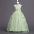 thumbnail image 4 of BRGZLK Flower Girl Maxi Dress Summer 2026 Solid Color Sleeveless Round Neck Tulle Dresses Wedding Guest Birthday Party Princess Gown Green 4-5 Years, 4 of 5
