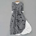 thumbnail image 4 of Vestido de Verano para Mujeres Impreso Cuello de Vuelta de Manga de Tres Cuartos, Estilo de Ocio de Moda para Ocasional, Fiesta Y Vacaciones, 4 of 5