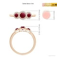 thumbnail image 4 of ANGARA Natural Round Ruby Three Stone Halo Ring with Diamonds in 14K Rose Gold for Women (Size-4mm) | July Birthstone, Birthday, Anniversary, Jewelry Gift for Women | Natural Ruby Ring, 4 of 9