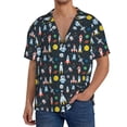 thumbnail image 3 of Honeii 's Rocket Space for men's short-sleeved button-up collared shirt featuring a pocket, perfect for beach vacations, and travel adventures., 3 of 5