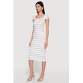 thumbnail image 2 of Women's Striped Rip Knit Cap Sleeve V-Neck Midi Dress, 2 of 3