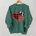 thumbnail image 2 of Yievot Valentines Sweatshirt Women Crew Neck Heart Printed Shirts Casual Lightweight Long Sleeve Pullover Top, Green, 2 of 6