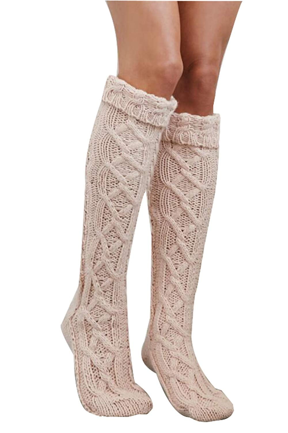 Mwzzpenpenpen Women Christmas Warm Thigh High Long Stockings Knit Over Knee Socks Xmas