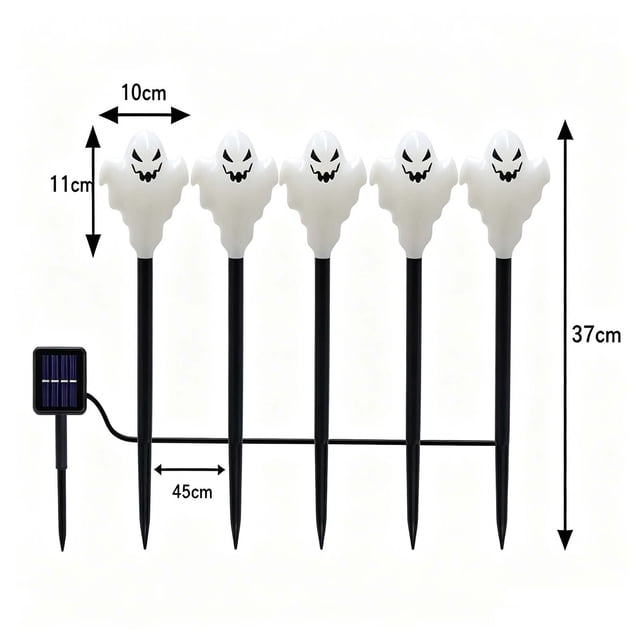 HWRETIE Solar Powered Halloween Ghost Floor Lamp Outdoor Led Garden Yard Pathway Decorative Spooky Holiday Light Ornament