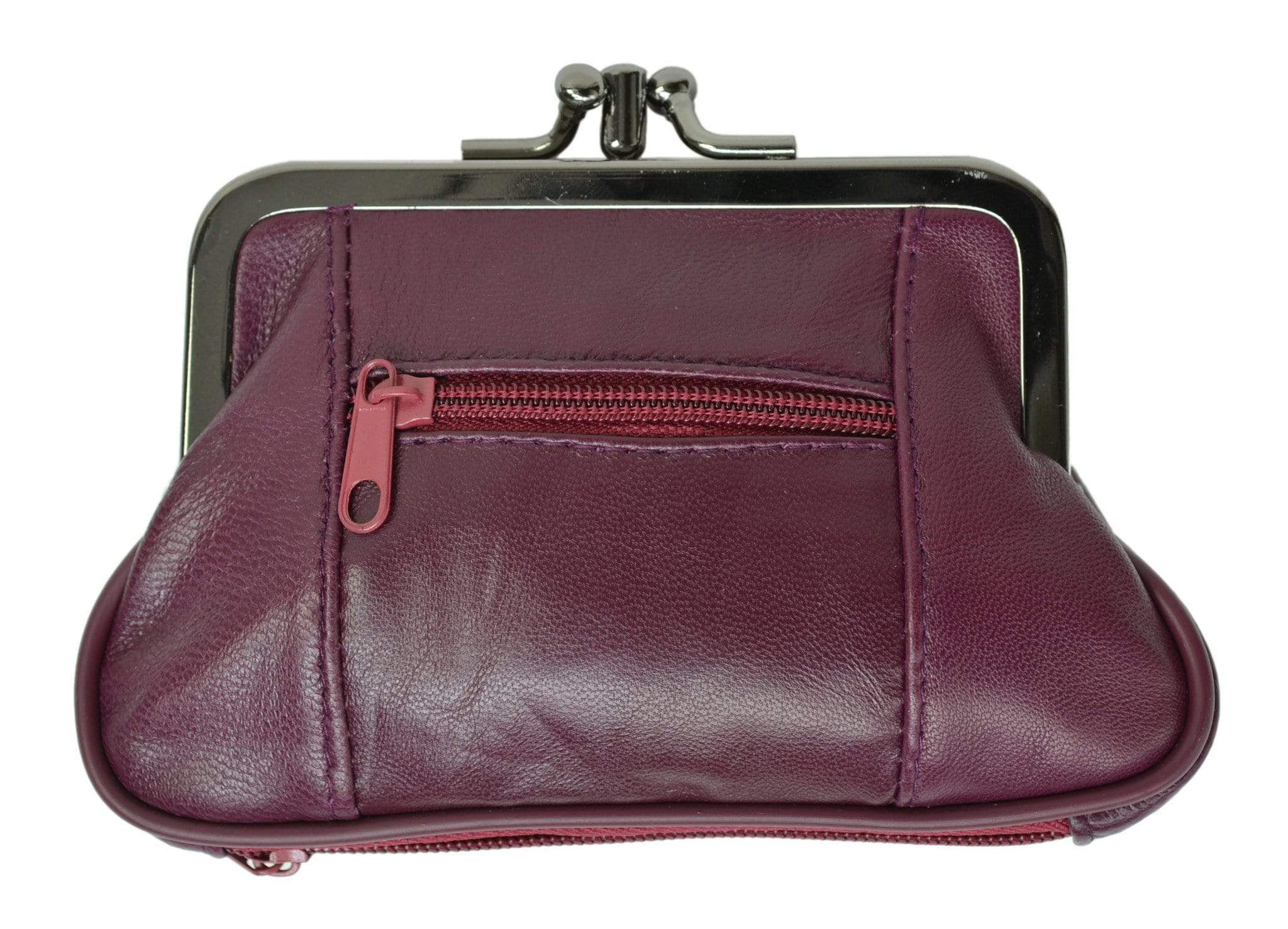 Genuine Leather Change Purse with Zipper Bottom Compartment Y062 (C)