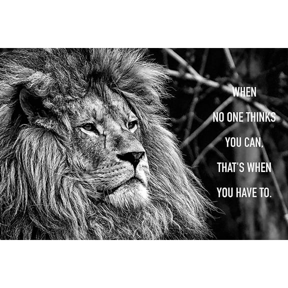 EzPosterPrints - Most Popular Lion Theme Quote Posters - Power Strength Brave Beast Motivational Quotes Poster Printing - Wall Art Print for Home Office - YOU-HAVE-TO - 18X12 inches