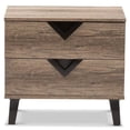 thumbnail image 4 of Baxton Studio W-602A Swanson Table de Nuit Moderne et Contemporaine en Bois Brun Clair à 2 Tiroirs, 4 of 7