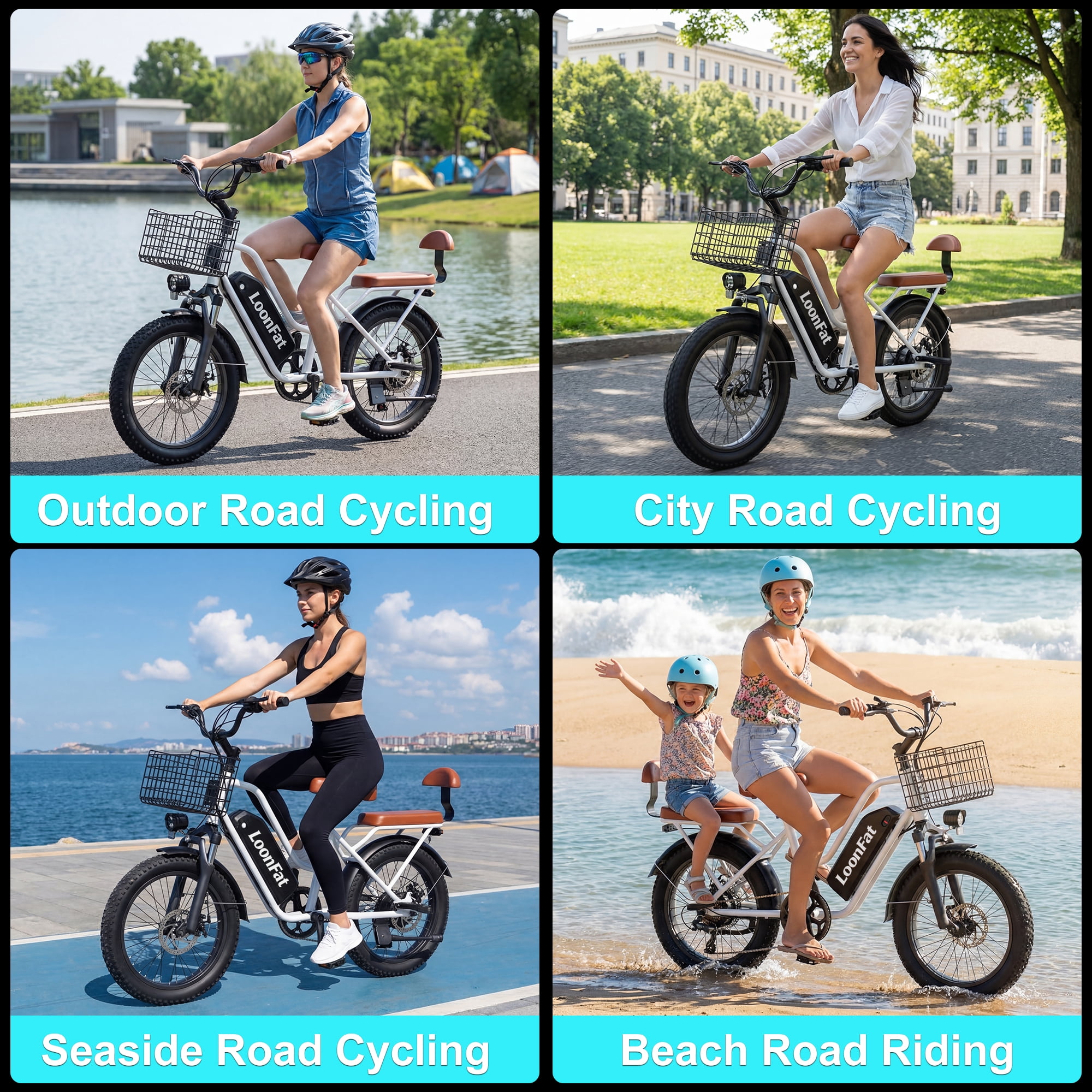 Loonfat T20 20" Fat Tire Electric Bike for Adults, 1000W Peak Motor E-Bike with 48V 15.6Ah Battery, 25MPH, 7-Speed, Mechanical Disc Brakes, Commuter E-Bike for Urban & Outdoor Adventures