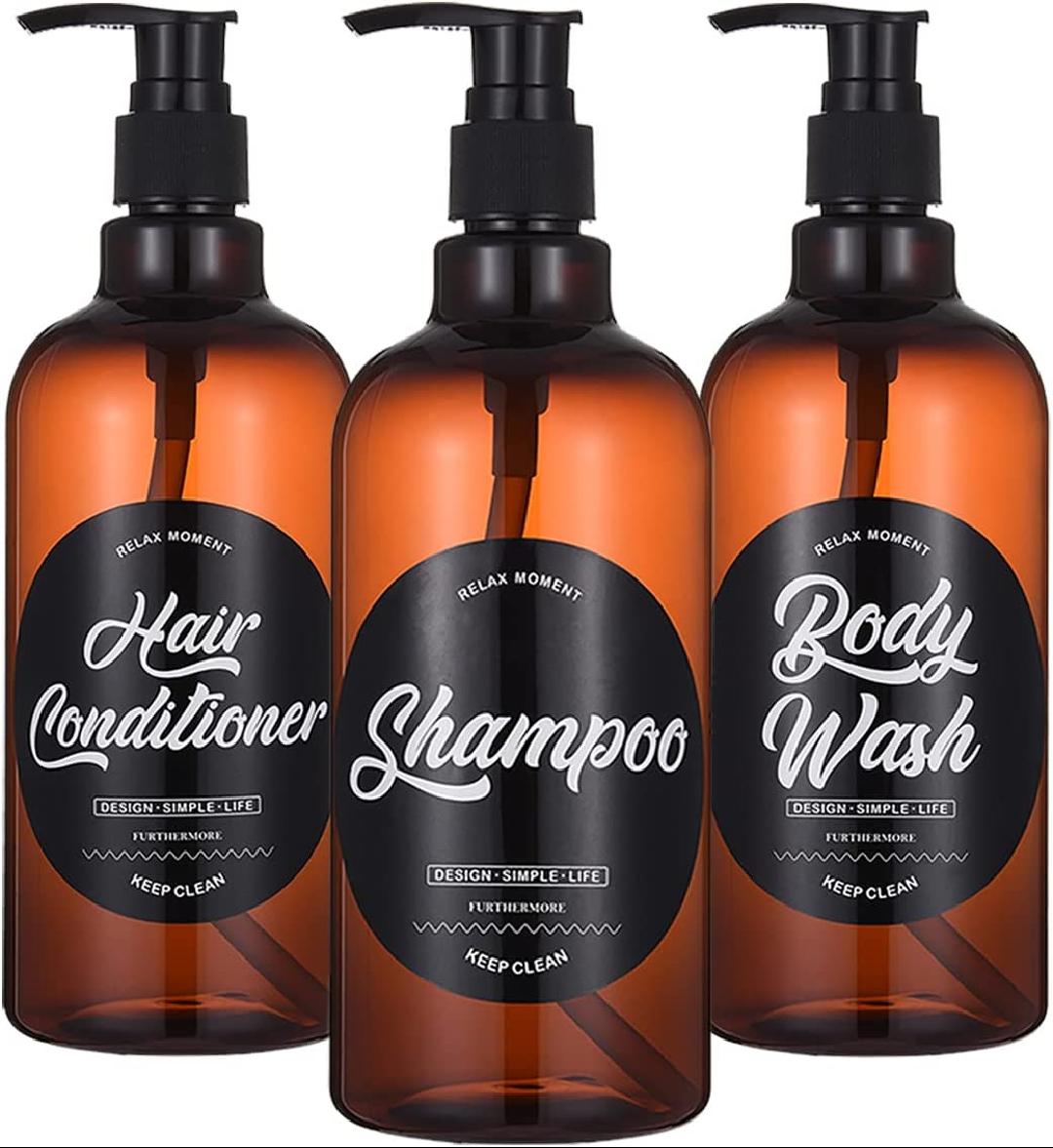 3 Pack Refillable Shampoo and Conditioner Dispenser16.9oz/500ml