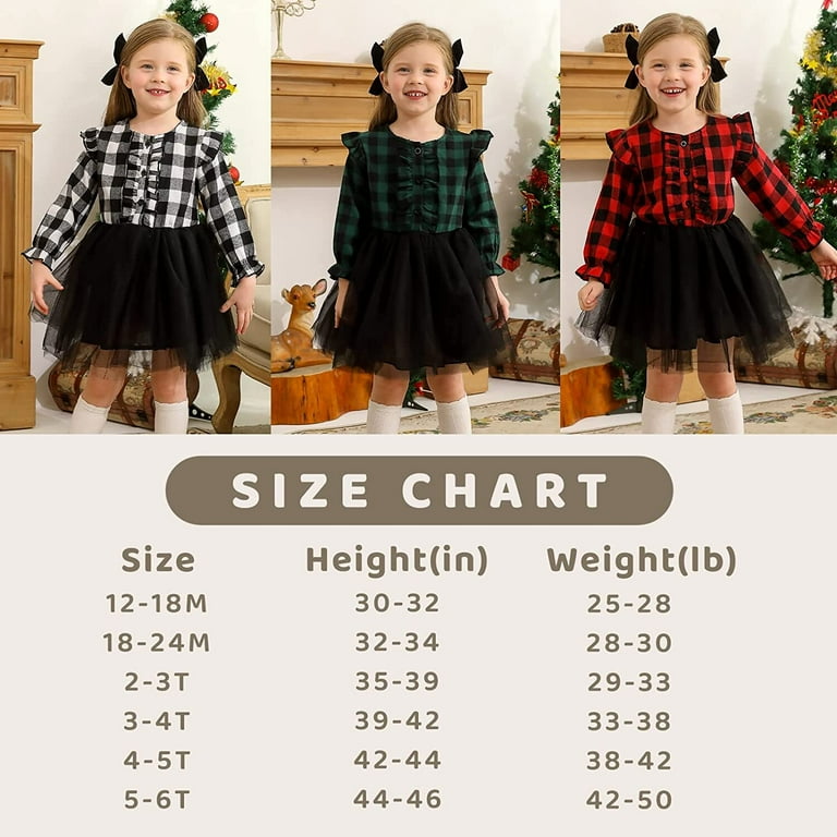 Younger Tree Baby Girl Fall Winter Christmas Long Sleeve Plaid Mesh Dress Skirt Outfits Overall Clothes Walmart