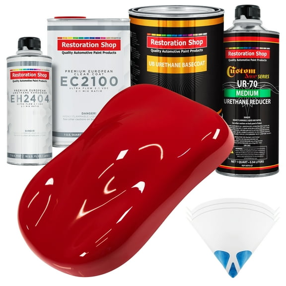 Restoration Shop - Torch Red Urethane Basecoat with European Clearcoat Auto Paint - Complete Quart Paint Color Kit - Automotive Refinish Coating