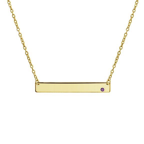Bling Jewelry Womens Inspirational Flat Bar Name Pendant Necklace 14K Gold Plated with Birthstone